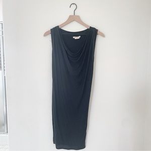 Alice + Olivia front drape dress with mesh lining black silk